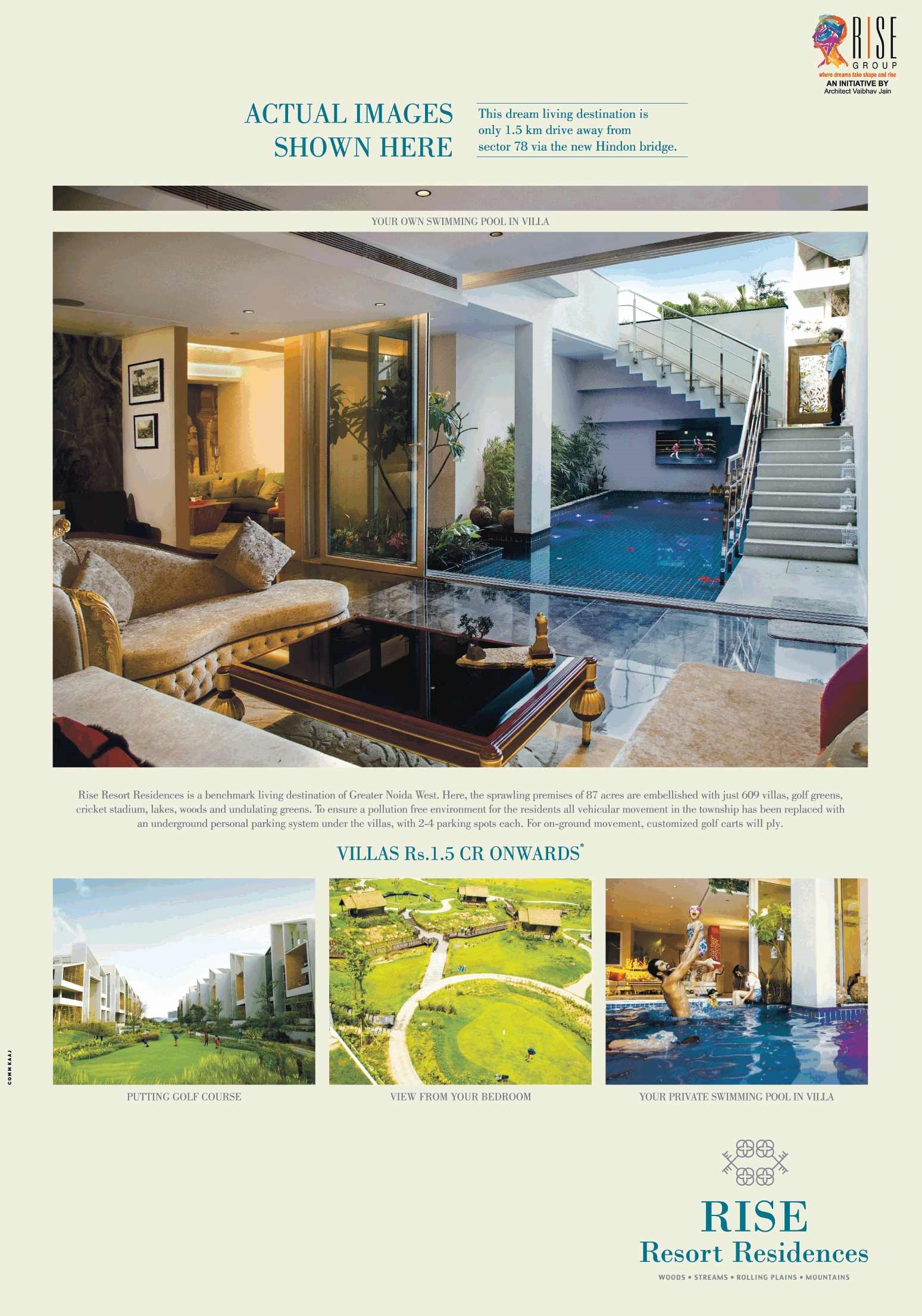 Enjoy your own swimming pool at Rise Resort Residences in Greater Noida